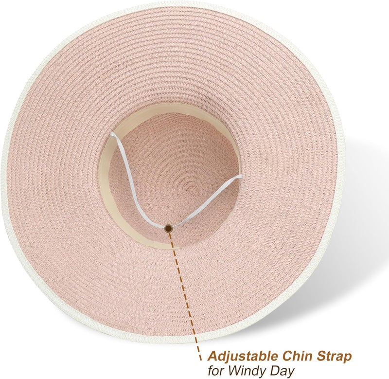 Naivlizer Women Wide Brim Sun Hat UPF50 Straw Summer Hat Floppy Beach Hat Roll-Up - Image 3